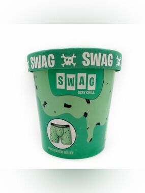 New Swag Mint Chocolate Chip Ice Cream Boxer Briefs Mens Size Medium Underwear